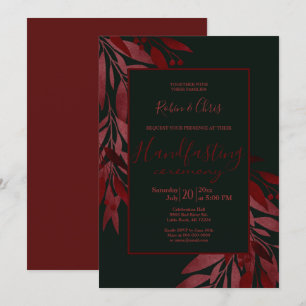 Midnight Berry Red Floral Striking Handfasting Kaart