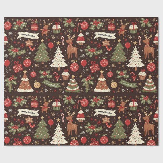 Midnight Birthday Christmas Cadeaupapier (Vlak)