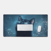 Midnight Black Cat Stargazing Night Sky Bureaumat (Keyboard & Muis)
