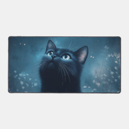 Midnight Black Cat Stargazing Night Sky Bureaumat