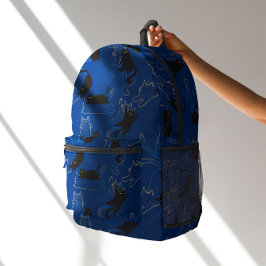 Midnight Black Cats– modern minimal Pattern Bedrukte Rugzak