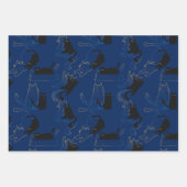 Midnight Black Cats– modern minimal Pattern Inpakpapier Vel (Voorkant)