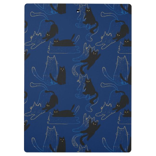 Midnight Black Cats– modern minimal Pattern Klembord (Achterkant)