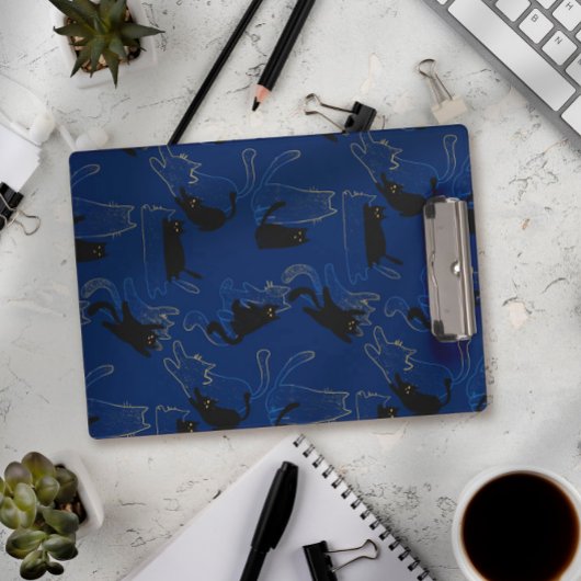Midnight Black Cats– modern minimal Pattern Klembord
