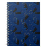 Midnight Black Cats– modern minimal Pattern Notitieboek (Voorkant)