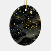 Midnight Black en Gold Futuristisch ontwerp Keramisch Ornament (Rechts)