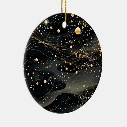 Midnight Black en Gold Futuristisch ontwerp Keramisch Ornament (Rechts)