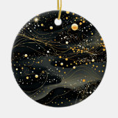 Midnight Black en Gold Futuristisch ontwerp Keramisch Ornament (Voorkant)