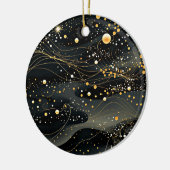 Midnight Black en Gold Futuristisch ontwerp Keramisch Ornament (Links)