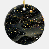 Midnight Black en Gold Futuristisch ontwerp Keramisch Ornament (Achterkant)