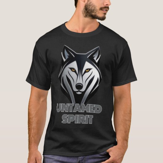 Midnight Black en Metallic Silver Wolf Logo Art T-shirt (Voorkant)