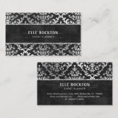 Midnight Black Glimmer Damask Wedding Planner Visitekaartje (Voorkant / Achterkant)