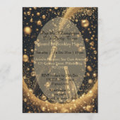 Midnight Black Gold Champagne Dreams New Year's Kaart (Voorkant)