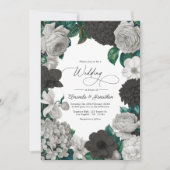 Midnight Black, Oyster Gray & Soft Linen Wedding Kaart (Voorkant)