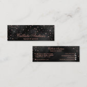 Midnight Black Roos Gold Silk Glitter Confetti Mini Visitekaartje (Voorkant / Achterkant)