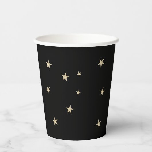 Midnight Black Silver Stars Wizard Party Paper Cup Papieren Bekers (Achterkant)