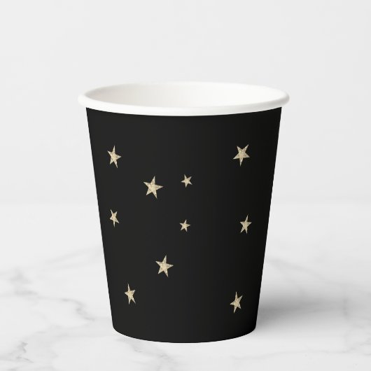 Midnight Black Silver Stars Wizard Party Paper Cup Papieren Bekers (Voorkant)