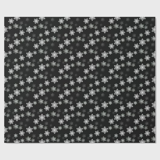 Midnight Black Snow Flake Flurries Cadeaupapier (Vlak)