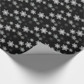 Midnight Black Snow Flake Flurries Cadeaupapier (Hoek)