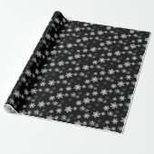 Midnight Black Snow Flake Flurries Cadeaupapier (Uitgerold)
