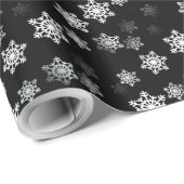 Midnight Black Snow Flake Flurries Cadeaupapier (Rol Hoek)