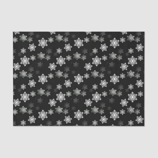 Midnight Black Snow Flake Flurries Tissuepapier (Voorkant)