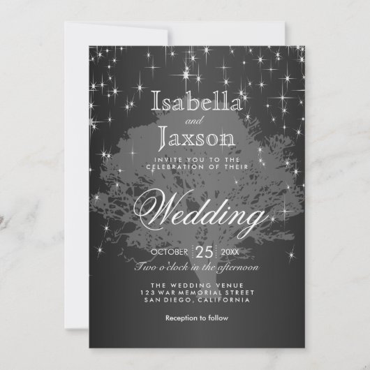 Midnight Black Under the Stars Uitnodiging voor ee (Voorkant)