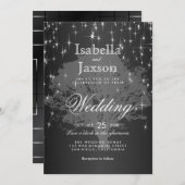 Midnight Black Under the Stars Uitnodiging voor ee (Voorkant / Achterkant)