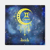 Midnight blauw en geel Custom Name Gemini Magnet (Voorkant)
