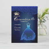 Midnight blauwe vlinder jurk damask tiara Quince Kaart (Staand voorkant)