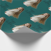 Midnight Blauwgroen & Aangepaste Verjaardag tekst  Cadeaupapier (Hoek)