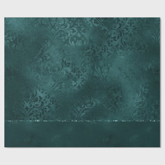 Midnight Blauwgroen Romance | Dark Satiny Grunge D Cadeaupapier (Vlak)