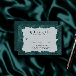 Midnight Blauwgroen Romance | Dark Satiny Grunge D RSVP Kaartje