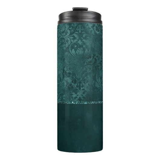 Midnight Blauwgroen Romance | Dark Satiny Grunge D Thermosbeker (Voorkant)