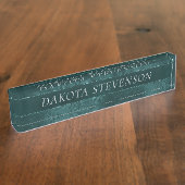 Midnight Blauwgroen Romance | Donkergroene satijnd Naambordje (Zijkant)