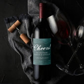 Midnight Blauwgroen Romance | Satiny Grunge Damask Wijn Etiket