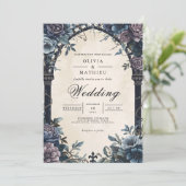 Midnight Bloom Arch Romantic Wedding Kaart (Staand voorkant)