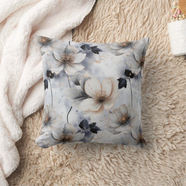 Midnight Bloom Bloem – Elegant  Kussen (Deken)