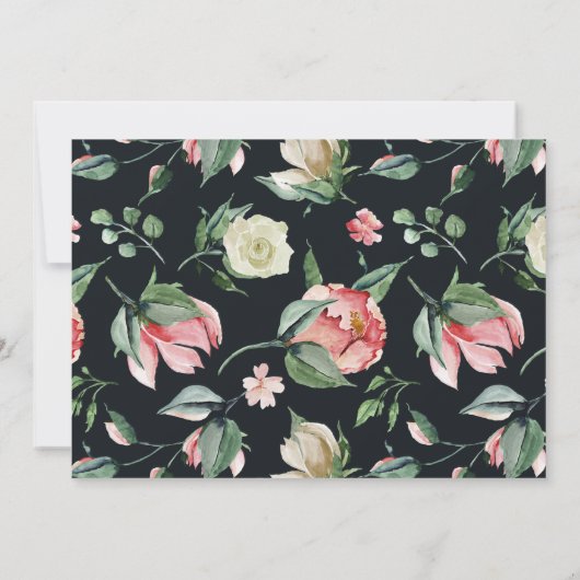 Midnight bloom blush floral Quinceanera Kaart (Achterkant)