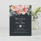 Midnight bloom blush floral Quinceanera Kaart (Staand voorkant)