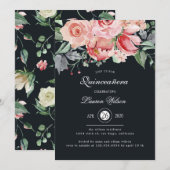 Midnight bloom blush floral Quinceanera Kaart (Voorkant / Achterkant)