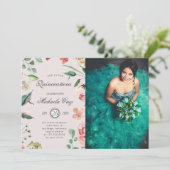 Midnight bloom blush floral Quinceanera Kaart (Staand voorkant)