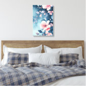 Midnight Bloom: Blush on Indigo Print (Insitu (Slaapkamer))