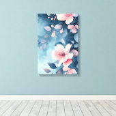 Midnight Bloom: Blush on Indigo Print (Insitu (Houten vloer))