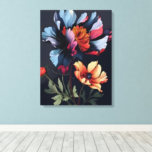 Midnight Bloom Canvas Afdruk (Insitu (Houten vloer))