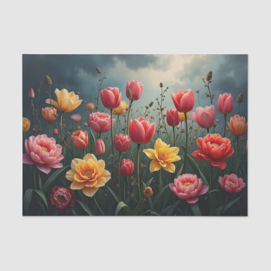 Midnight Bloom Decoupage Papier | Donkere tuin (Voorkant)