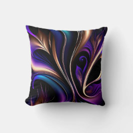 Midnight Bloom - Deep Purple, Teal & Gold Abstract Kussen