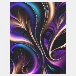 Midnight Bloom - Diep Paars, Turquoise & Goud Abst Fleece Deken