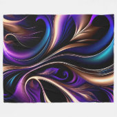 Midnight Bloom - Diep Paars, Turquoise & Goud Abst Fleece Deken (Voorkant (Horizontaal))