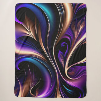 Midnight Bloom - Diep Paars, Turquoise & Goud Abst Sherpa Deken